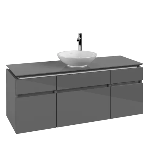 VILLEROY BOCH Legato toaletní skříňka, 5 výsuvů, 1400 x 550 x 500 mm, lesklá šedá / lesklá šedá #B58600FP