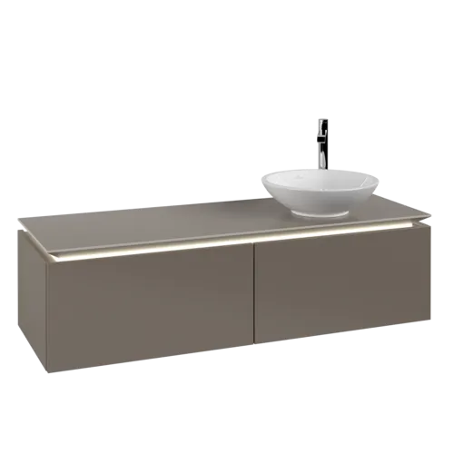 VILLEROY BOCH Legato toaletní skříňka, s osvětlením, 2 výsuvy, 1400 x 380 x 500 mm, Truffle Grey / Truffle Grey #B589L0VG