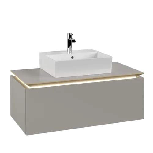 VILLEROY BOCH Legato toaletní skříňka, s osvětlením, 1 zásuvka, 1000 x 380 x 500 mm, Soft Grey / Soft Grey #B603L0VK