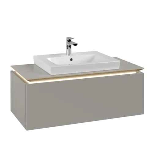 VILLEROY BOCH Legato toaletní skříňka, s osvětlením, 1 zásuvka, 1000 x 380 x 500 mm, Soft Grey / Soft Grey #B680L0VK