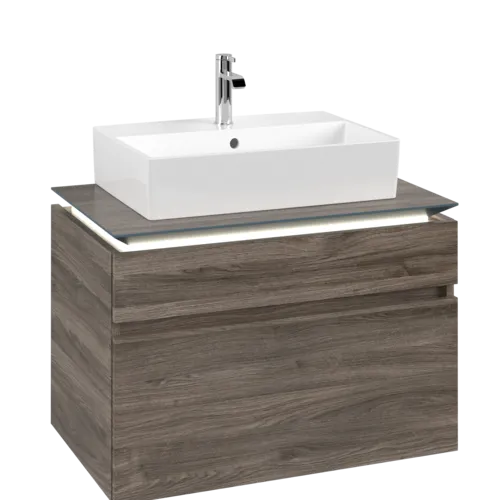VILLEROY BOCH Legato toaletní skříňka, s osvětlením, 2 výsuvy, 800 x 550 x 500 mm, Kamenný dub / Kamenný dub #B602L0RK