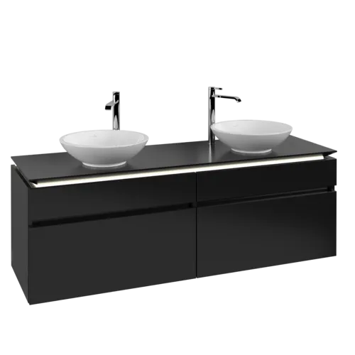 VILLEROY BOCH Legato toaletní skříňka, s osvětlením, 4 výsuvy, 1600 x 550 x 500 mm, černý matný lak / černý matný lak #B600L0PD