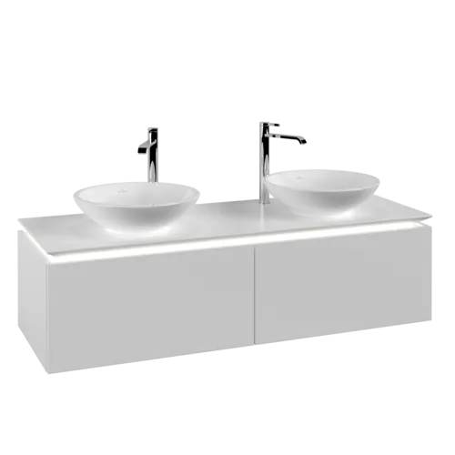 VILLEROY BOCH Legato toaletní skříňka, s osvětlením, 2 výsuvy, 1400 x 380 x 500 mm, bílá matná / bílá matná #B591L0MS