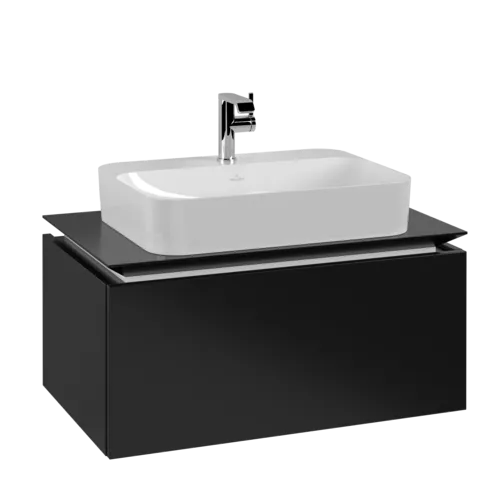 VILLEROY BOCH Legato toaletní skříňka, 1 zásuvka, 800 x 380 x 500 mm, černý matný lak / černý matný lak #B75300PD