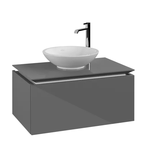 VILLEROY BOCH Legato toaletní skříňka, 1 zásuvka, 800 x 380 x 500 mm, lesklá šedá / lesklá šedá #B60100FP