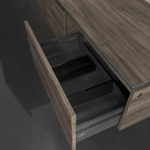 VILLEROY BOCH Legato toaletní skříňka, s osvětlením, 2 výsuvy, 1400 x 380 x 500 mm, Kamenný dub / Kamenný dub #B587L0RK, obrázek 5