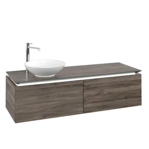 VILLEROY BOCH Legato toaletní skříňka, s osvětlením, 2 výsuvy, 1400 x 380 x 500 mm, Kamenný dub / Kamenný dub #B587L0RK