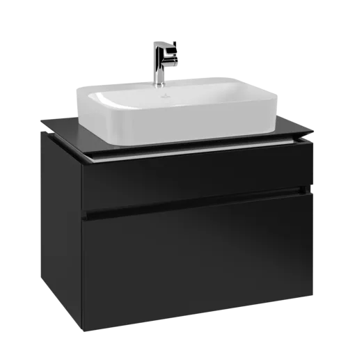 VILLEROY BOCH Legato toaletní skříňka, 2 výsuvy, 800 x 550 x 500 mm, černý matný lak / černý matný lak #B75400PD