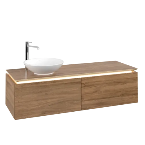 VILLEROY BOCH Legato toaletní skříňka, s osvětlením, 2 výsuvy, 1400 x 380 x 500 mm, dub Kansas / dub Kansas #B587L0RH