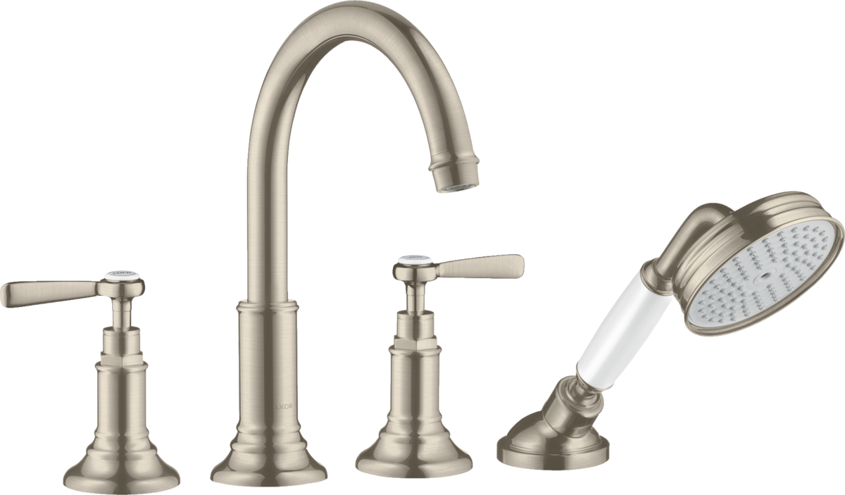 HANSGROHE AXOR Montreux 4otvorová baterie na okraj vany s páčkovými rukojeťmi #16550820 - kartáčovaný nikl