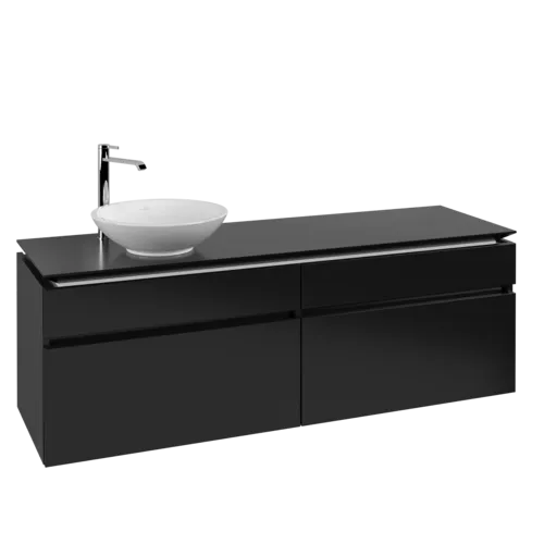 VILLEROY BOCH Legato toaletní skříňka, 4 výsuvy, 1600 x 550 x 500 mm, černý matný lak / černý matný lak #B59600PD