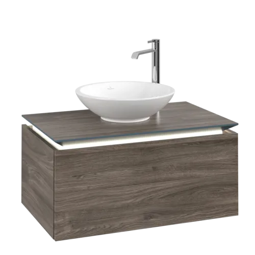 VILLEROY BOCH Legato toaletní skříňka, s osvětlením, 1 zásuvka, 800 x 380 x 500 mm, Kamenný dub / Kamenný dub #B601L0RK