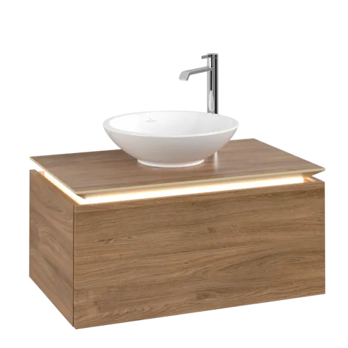 VILLEROY BOCH Legato toaletní skříňka, s osvětlením, 1 zásuvka, 800 x 380 x 500 mm, dub Kansas / dub Kansas #B601L0RH