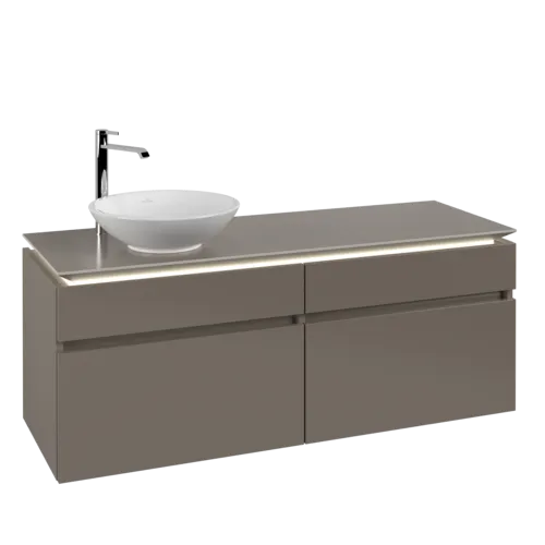 VILLEROY BOCH Legato toaletní skříňka, s osvětlením, 4 výsuvy, 1400 x 550 x 500 mm, Truffle Grey / Truffle Grey #B588L0VG