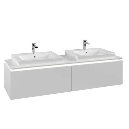 VILLEROY BOCH Legato toaletní skříňka, s osvětlením, 2 výsuvy, 1600 x 380 x 500 mm, bílá matná / bílá matná #B692L0MS