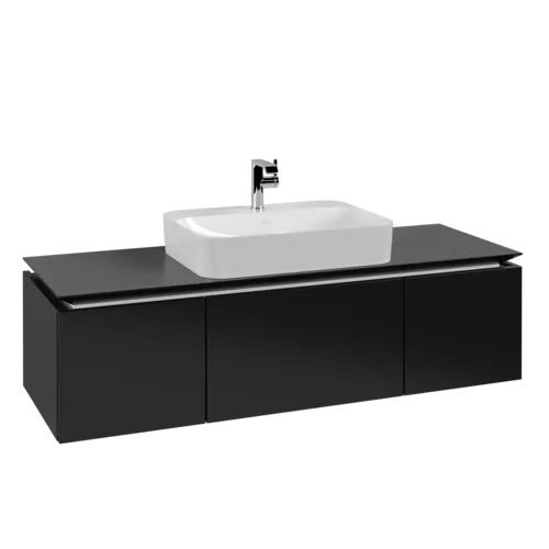 VILLEROY BOCH Legato toaletní skříňka, 3 výsuvy, 1400 x 380 x 500 mm, černý matný lak / černý matný lak #B75900PD