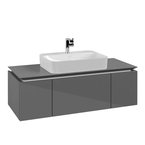 VILLEROY BOCH Legato toaletní skříňka, 3 výsuvy, 1200 x 380 x 500 mm, lesklá šedá / lesklá šedá #B75700FP