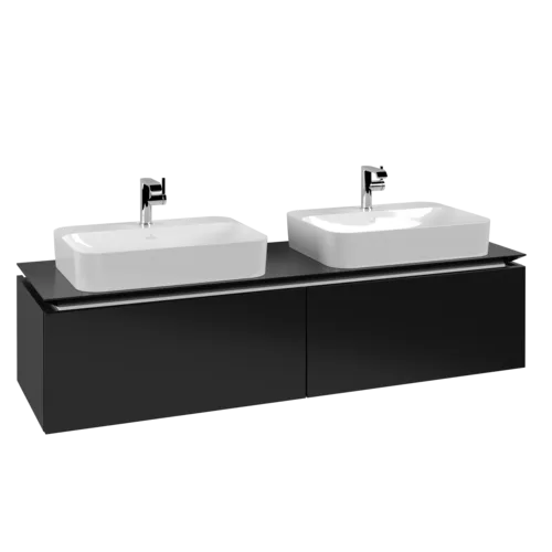 VILLEROY BOCH Legato toaletní skříňka, 2 výsuvy, 1600 x 380 x 500 mm, černý matný lak / černý matný lak #B76700PD