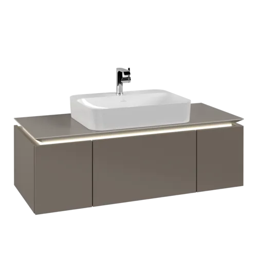 VILLEROY BOCH Legato toaletní skříňka, s osvětlením, 3 výsuvy, 1200 x 380 x 500 mm, Truffle Grey / Truffle Grey #B757L0VG