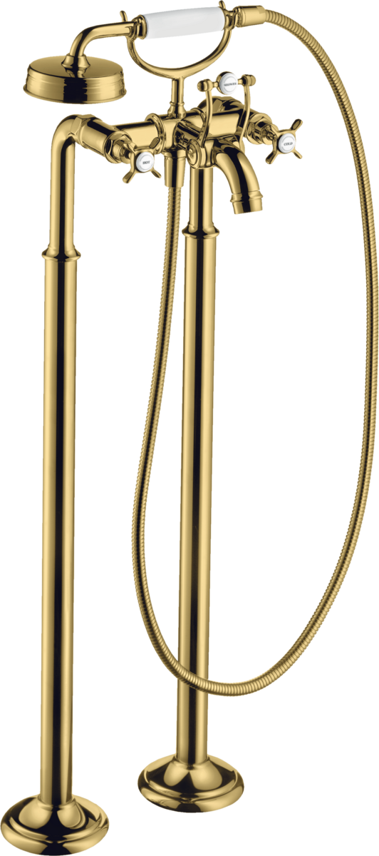 HANSGROHE AXOR Montreux 2páková stojánková vanová baterie s křížovými rukojeťmi #16547990 - Polished Gold Optic