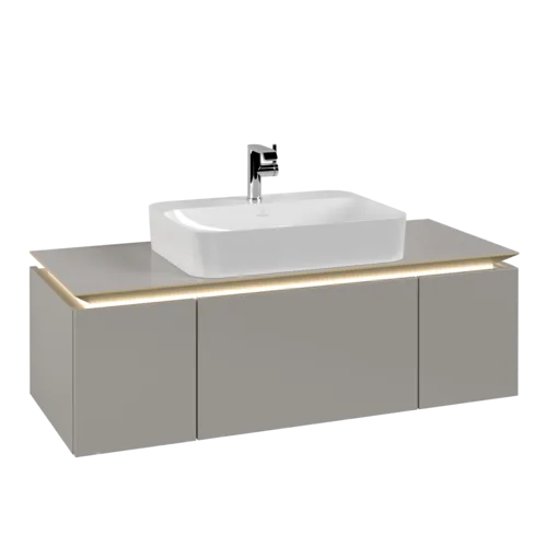VILLEROY BOCH Legato toaletní skříňka, s osvětlením, 3 výsuvy, 1200 x 380 x 500 mm, Soft Grey / Soft Grey #B757L0VK