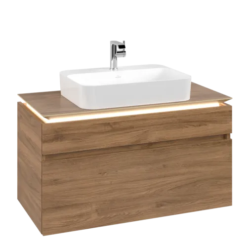 VILLEROY BOCH Legato toaletní skříňka, s osvětlením, 2 výsuvy, 1000 x 550 x 500 mm, dub Kansas / dub Kansas #B756L0RH