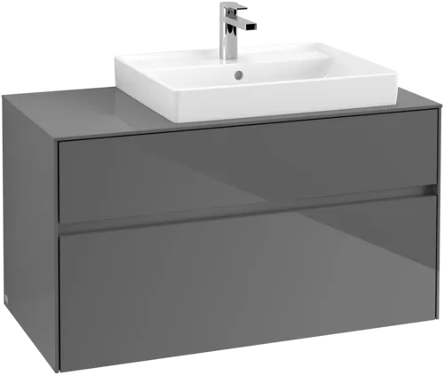 VILLEROY BOCH Toaletní skříňka Collaro, 2 výsuvy, 1000 x 548 x 500 mm, lesklá šedá / lesklá šedá #C01800FP
