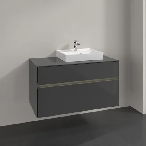 VILLEROY BOCH Toaletní skříňka Collaro, s osvětlením, 2 výsuvy, 1000 x 548 x 500 mm, lesklá šedá / lesklá šedá #C015B0FP, obrázek 2