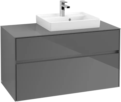 VILLEROY BOCH Toaletní skříňka Collaro, s osvětlením, 2 výsuvy, 1000 x 548 x 500 mm, lesklá šedá / lesklá šedá #C015B0FP