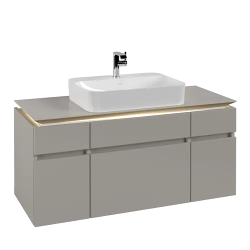 VILLEROY BOCH Legato toaletní skříňka, s osvětlením, 5 výsuvů, 1200 x 550 x 500 mm, Soft Grey / Soft Grey #B758L0VK