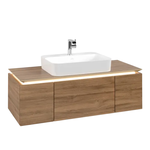 VILLEROY BOCH Legato toaletní skříňka, s osvětlením, 3 výsuvy, 1200 x 380 x 500 mm, dub Kansas / dub Kansas #B757L0RH