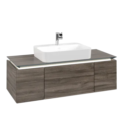 VILLEROY BOCH Legato toaletní skříňka, s osvětlením, 3 výsuvy, 1200 x 380 x 500 mm, Kamenný dub / Kamenný dub #B757L0RK