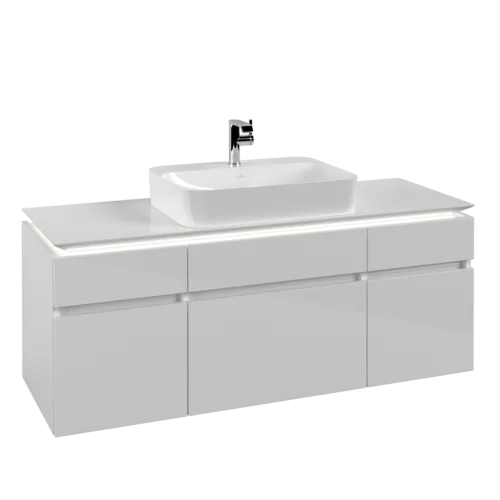 VILLEROY BOCH Legato toaletní skříňka, s osvětlením, 5 výsuvů, 1400 x 550 x 500 mm, lesklá bílá / lesklá bílá #B760L0DH