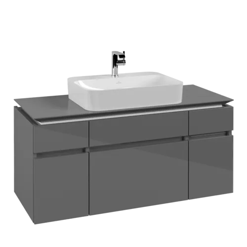 VILLEROY BOCH Legato toaletní skříňka, 5 výsuvů, 1200 x 550 x 500 mm, lesklá šedá / lesklá šedá #B75800FP