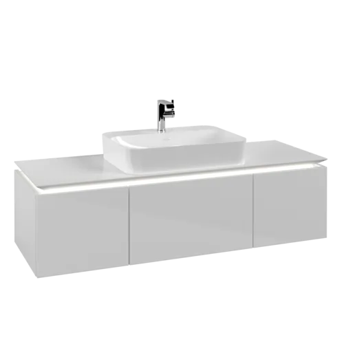 VILLEROY BOCH Legato toaletní skříňka, s osvětlením, 3 výsuvy, 1400 x 380 x 500 mm, lesklá bílá / lesklá bílá #B759L0DH