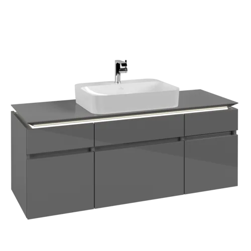 VILLEROY BOCH Legato toaletní skříňka, s osvětlením, 5 výsuvů, 1400 x 550 x 500 mm, lesklá šedá / lesklá šedá #B760L0FP