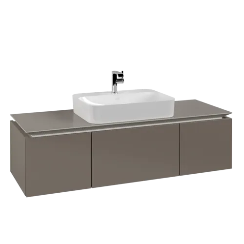 VILLEROY BOCH Legato toaletní skříňka, 3 výsuvy, 1400 x 380 x 500 mm, Truffle Grey / Truffle Grey #B75900VG