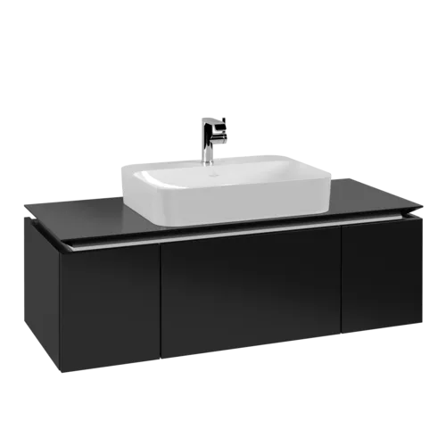 VILLEROY BOCH Legato toaletní skříňka, 3 výsuvy, 1200 x 380 x 500 mm, černý matný lak / černý matný lak #B75700PD