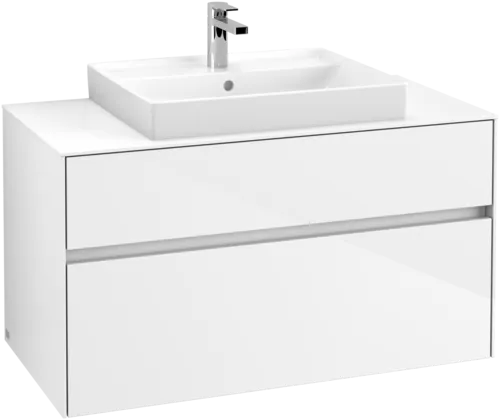 VILLEROY BOCH Umyvadlová skříňka Collaro, 2 zásuvky, 1000 x 548 x 500 mm, lesklá bílá / lesklá bílá #C01900DH