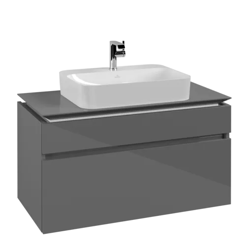 VILLEROY BOCH Legato toaletní skříňka, 2 výsuvy, 1000 x 550 x 500 mm, lesklá šedá / lesklá šedá #B75600FP