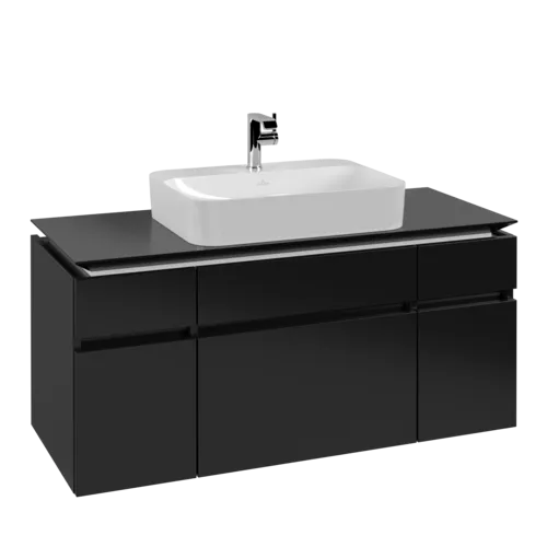 VILLEROY BOCH Legato toaletní skříňka, 5 výsuvů, 1200 x 550 x 500 mm, černý matný lak / černý matný lak #B75800PD
