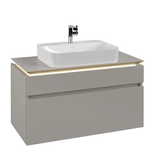 VILLEROY BOCH Legato toaletní skříňka, s osvětlením, 2 výsuvy, 1000 x 550 x 500 mm, Soft Grey / Soft Grey #B756L0VK