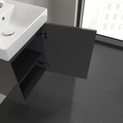 VILLEROY BOCH Toaletní skříňka Collaro, 1 dvířka, 410 x 546 x 344 mm, lesklá šedá #C00501FP, obrázek 8