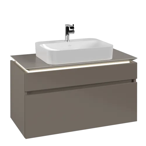 VILLEROY BOCH Legato toaletní skříňka, s osvětlením, 2 výsuvy, 1000 x 550 x 500 mm, Truffle Grey / Truffle Grey #B756L0VG