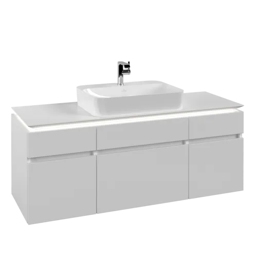 VILLEROY BOCH Legato toaletní skříňka, s osvětlením, 5 výsuvů, 1400 x 550 x 500 mm, bílá matná / bílá matná #B760L0MS
