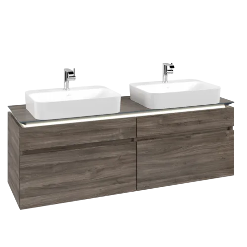 VILLEROY BOCH Legato toaletní skříňka, s osvětlením, 4 výsuvy, 1600 x 550 x 500 mm, Kamenný dub / Kamenný dub #B768L0RK