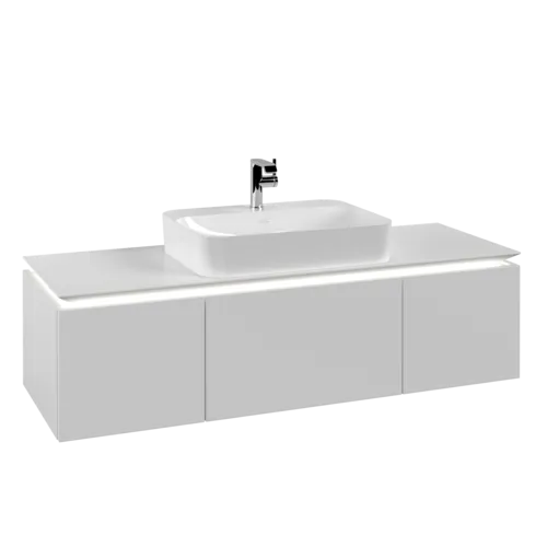 VILLEROY BOCH Legato toaletní skříňka, s osvětlením, 3 výsuvy, 1400 x 380 x 500 mm, bílá matná / bílá matná #B759L0MS