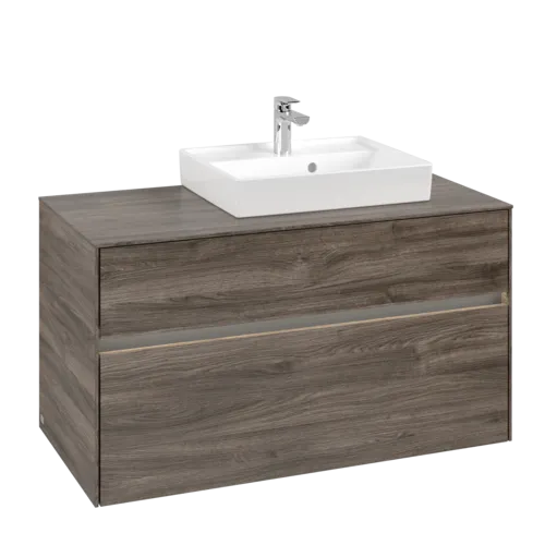 VILLEROY BOCH Umyvadlová skříňka Collaro, s osvětlením, 2 výsuvy, 1000 x 548 x 500 mm, dub kamenný #C015B0RK