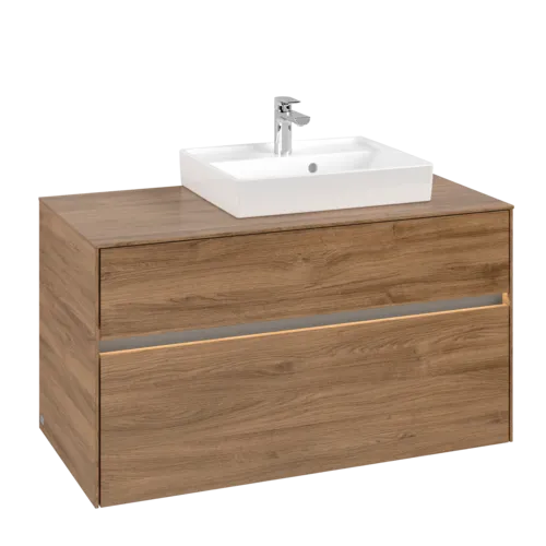 VILLEROY BOCH Umyvadlová skříňka Collaro, s osvětlením, 2 výsuvy, 1000 x 548 x 500 mm, dub Kansas #C015B0RH