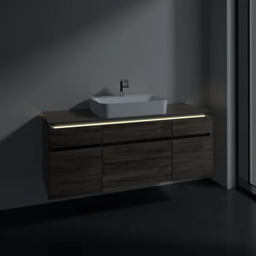 VILLEROY BOCH Legato toaletní skříňka, s osvětlením, 5 výsuvů, 1400 x 550 x 500 mm, Kamenný dub / Kamenný dub #B760L0RK, obrázek 3